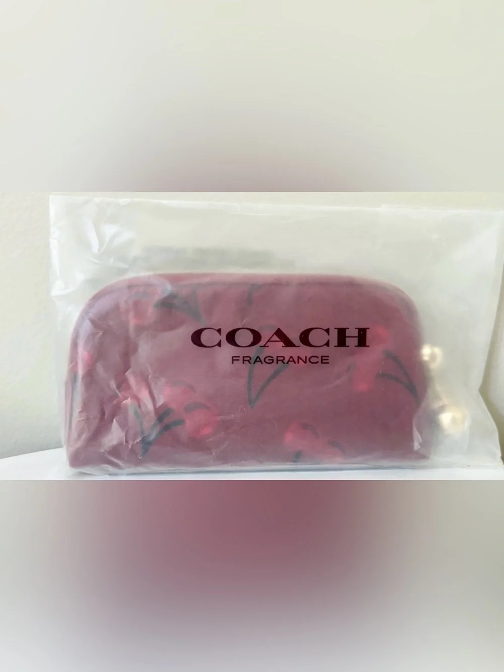 Coach Cherry print cosmetic bag / pouch - Mini sized + FREE GIFT!